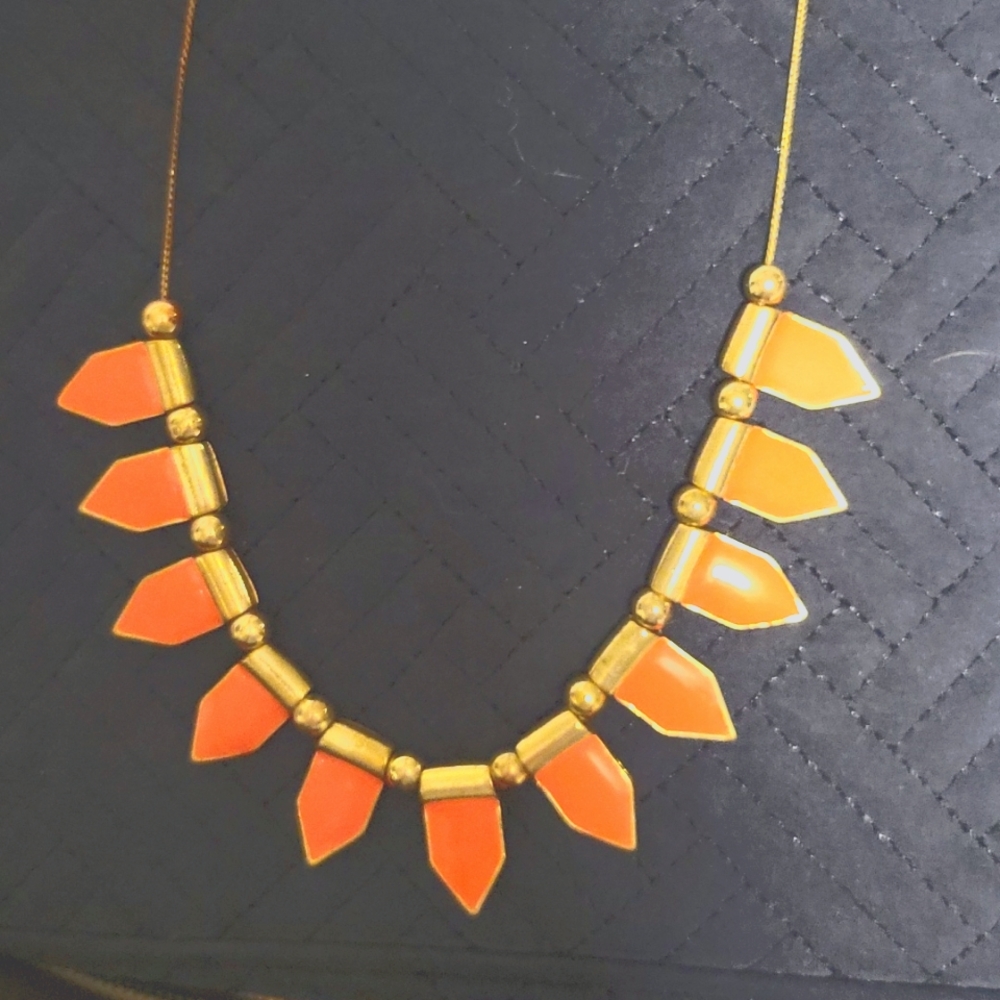 Coral chevron statement necklace